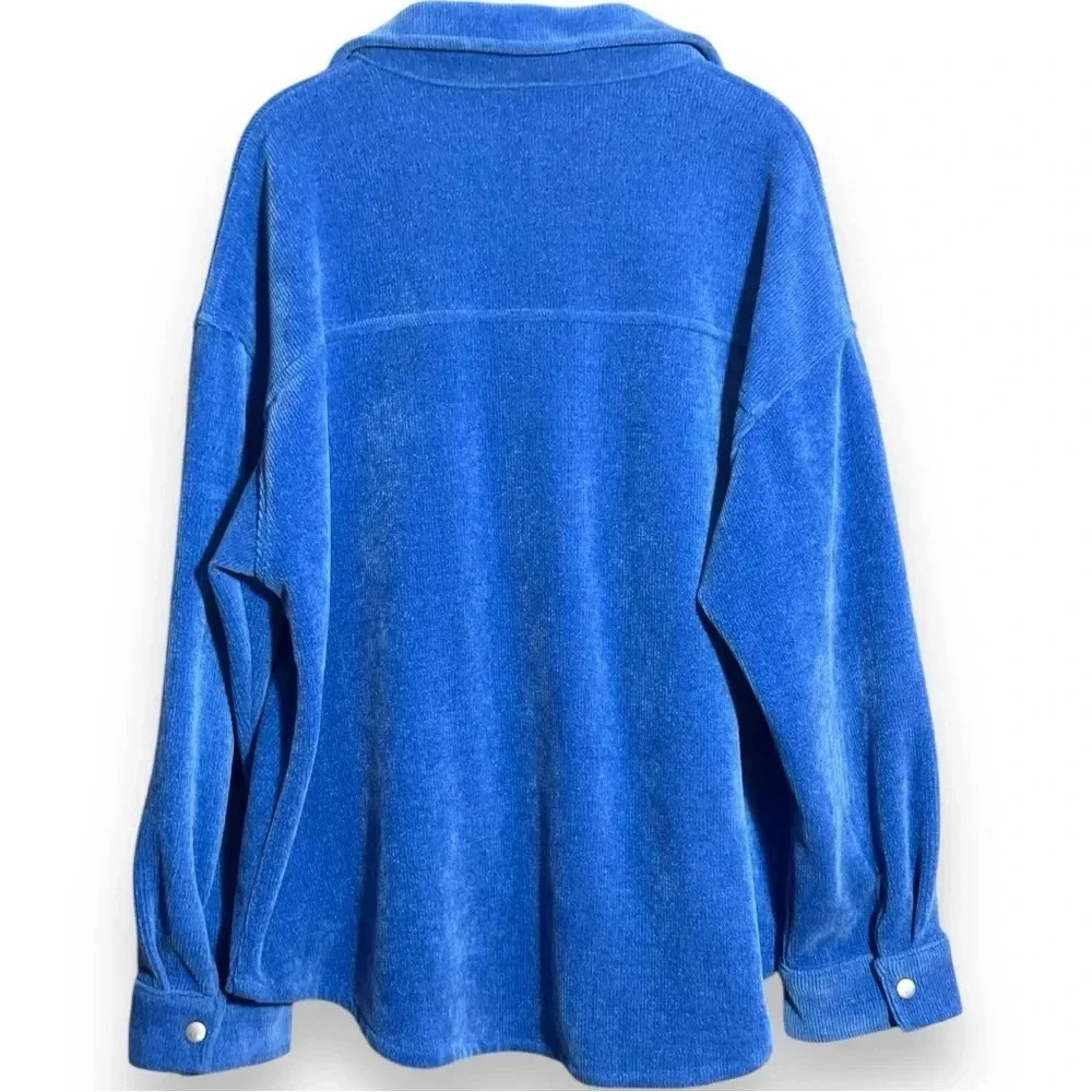 Forever 21 Oversize Royal Blue Snap Button and Cuffs Long Sleeve Corduroy Jacket - Picture 11 of 16